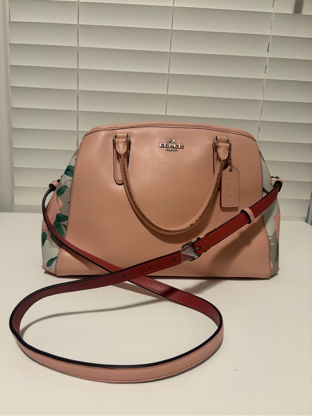 🌸 Coach Small Margot Carryall Satchel in Blush Pink / Floral 🌸